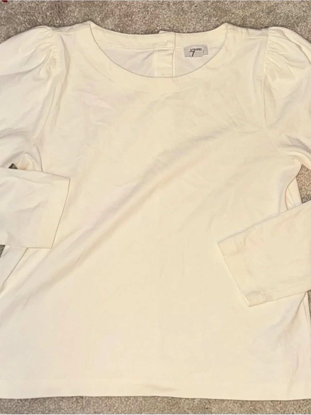 J. Crew Cream Puff-Sleeve Long Sleeve Tee